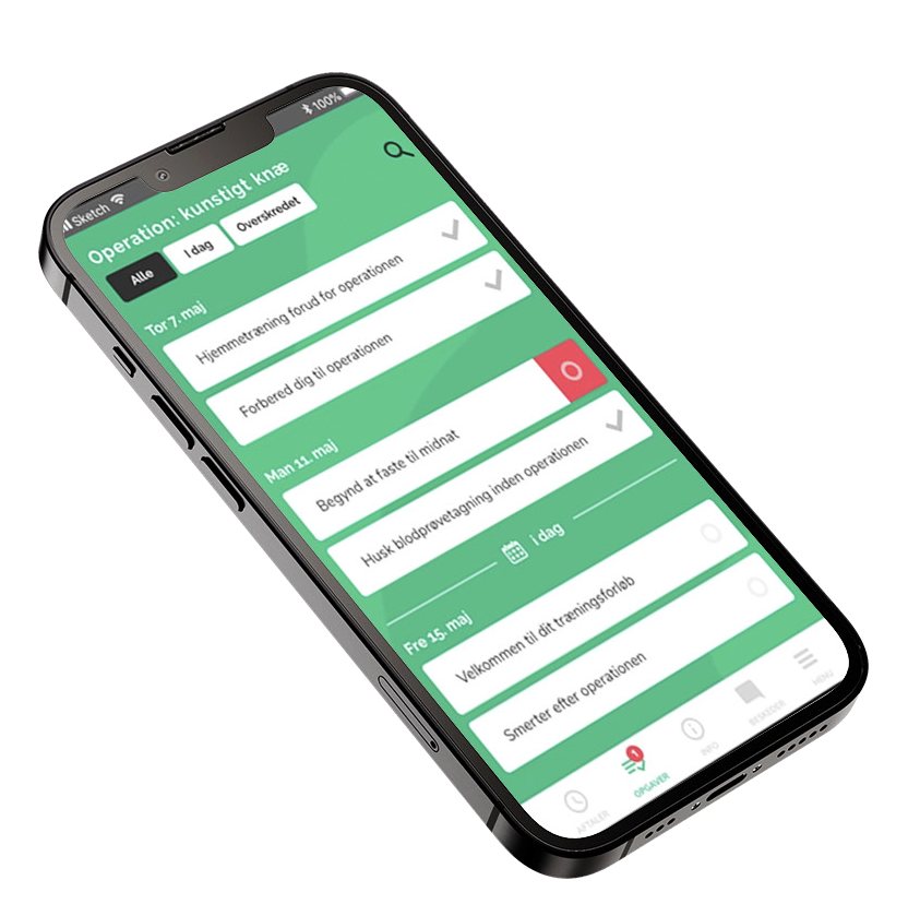 Mobiltelefon mit der Oberfläche zur Patienten-App